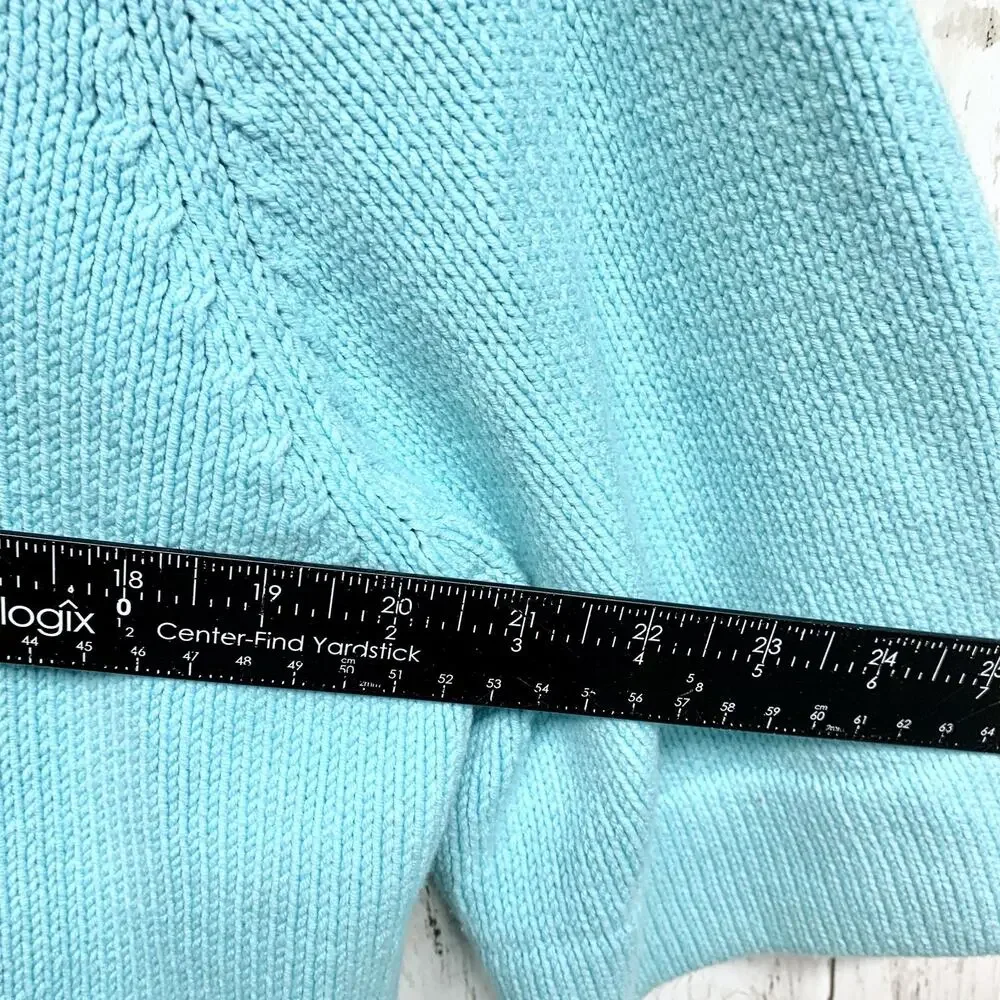 Chico's Sweater Women Size 3 XL(16) Blue Collared Short Sleeve Full Zip Cardigan